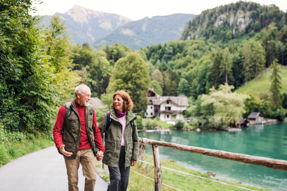 Elderly couple on a retreat.