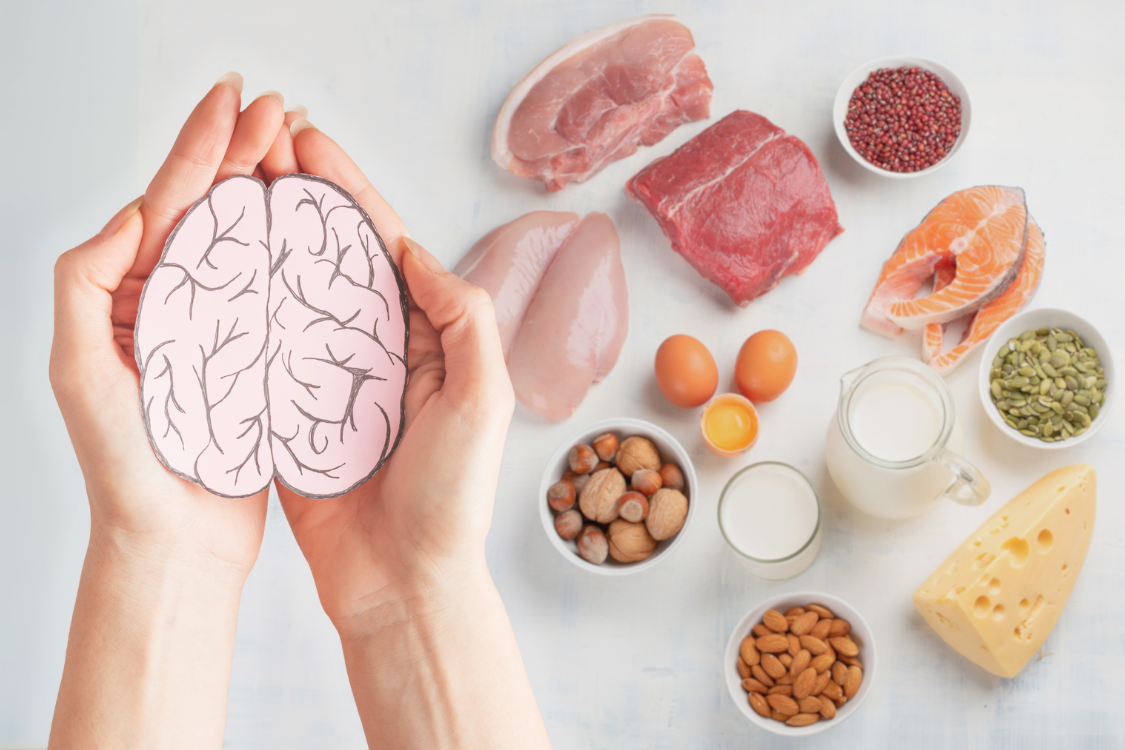 Protein-rich foods such as salmon, meat, dairy, and eggs shown to support brain health and emotional balance.