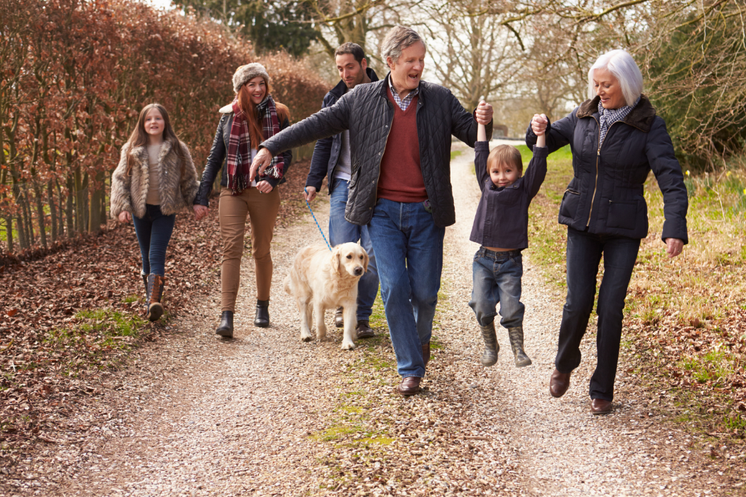 Multi-generational family having fun.