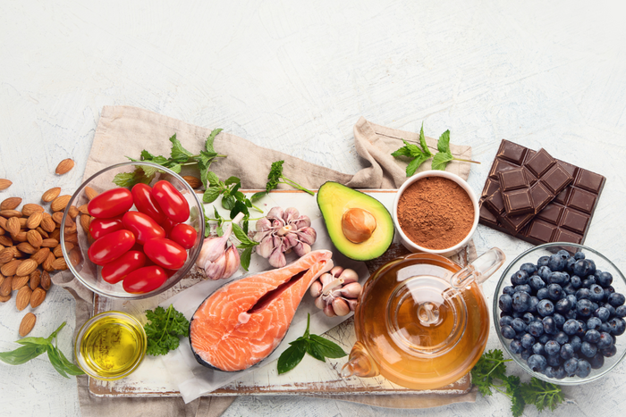 Selection of anti-aging foods.