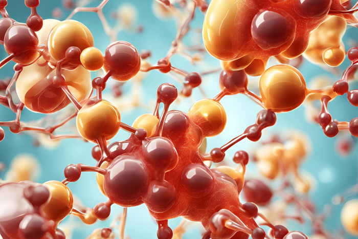 Digital illustration of CoQ10 molecules.