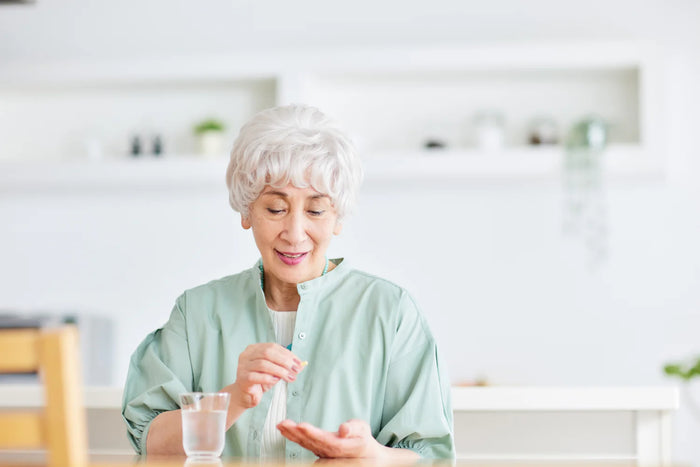 Older adult drinking supplements.