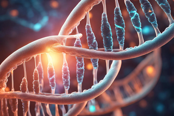 A futuristic image of a DNA strand.