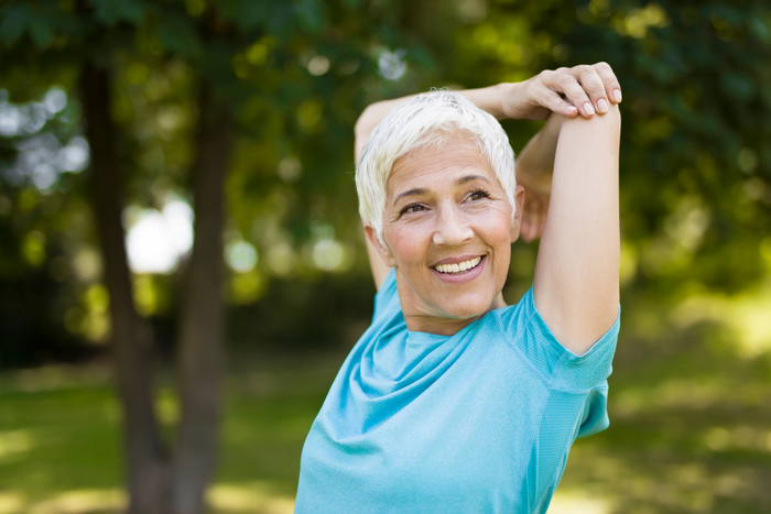 Woman looking healthy while stretching.