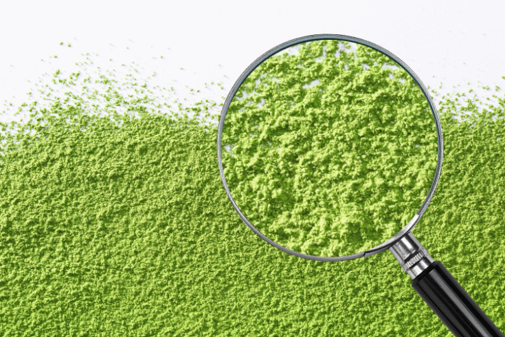 Matcha powder being inspected for sugar content