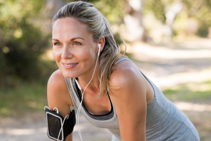 Woman taking a break after running.