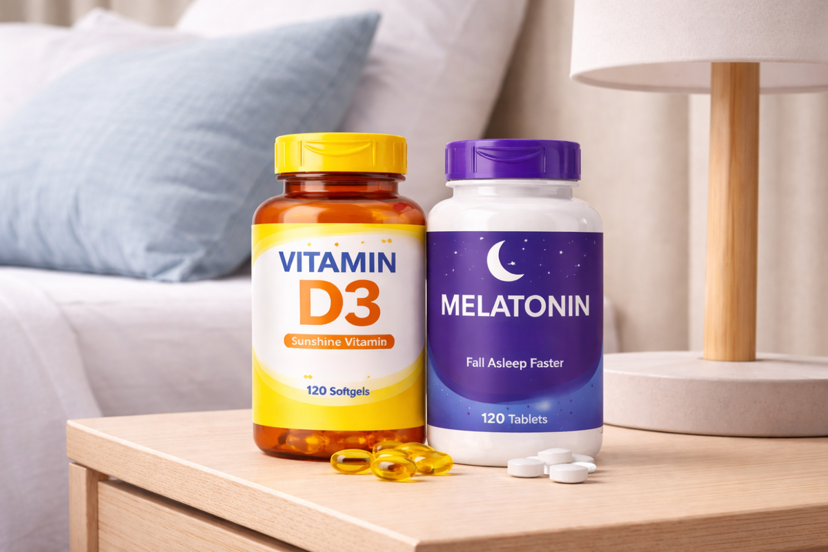 Two bottles of supplements, one labeled 