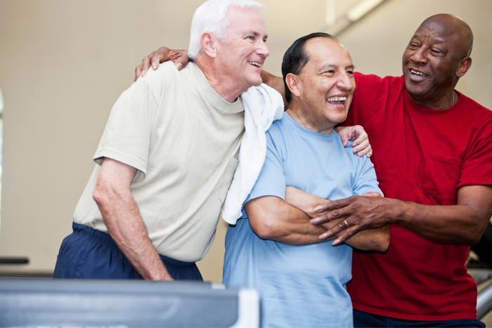 Elderly men looking happy and healthy.