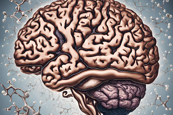 Aging brain with spermidine molecules.