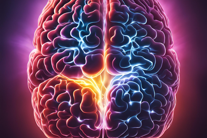 Illustration of a glowing brain.
